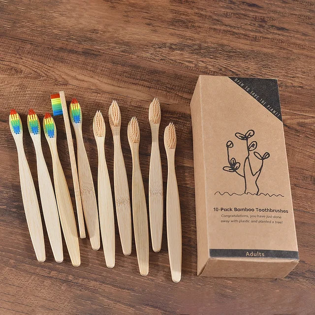 Ensemble de brosses à dents en bambou écologiques BAMBOO WORLD