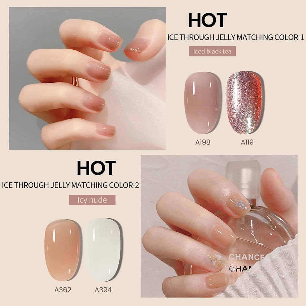 MAYCHAO Transparent Nude Jelly Gel Nail Polish