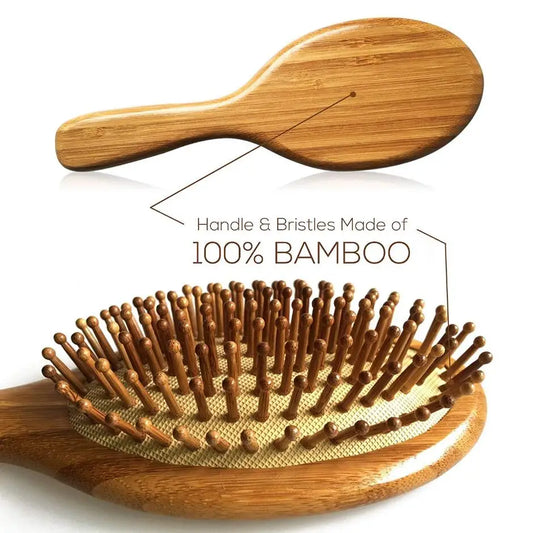 ECO BAMBOO Professional Wooden Healthy Paddle Cushion Anti Hair Loss Massage Comb