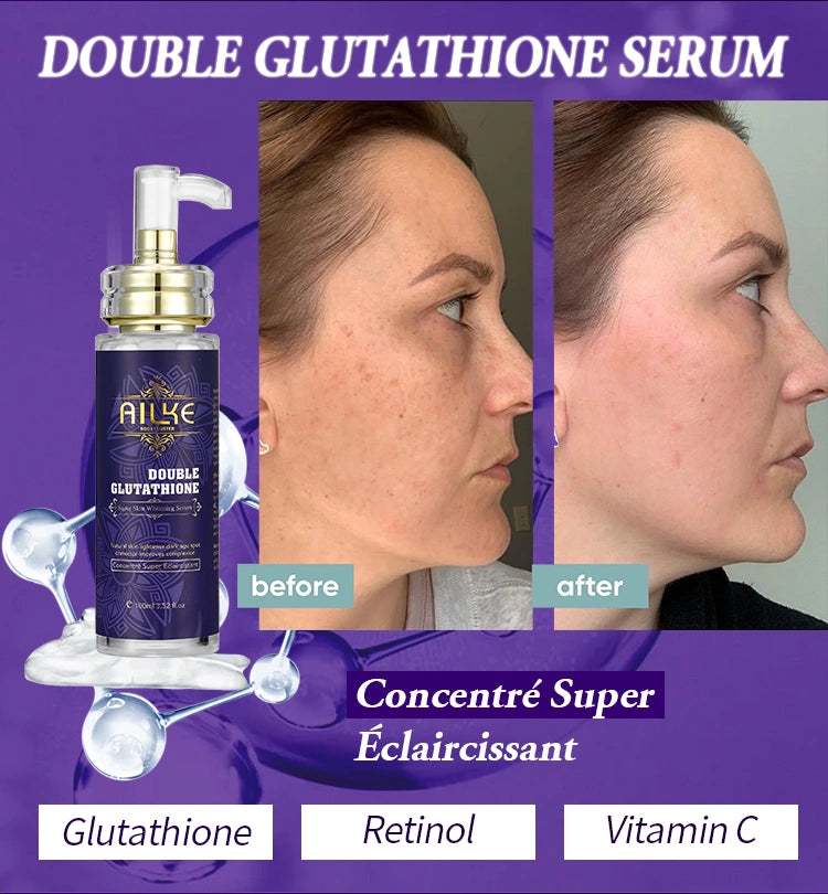Soin blanchissant pour la peau au double glutathion AILKE
