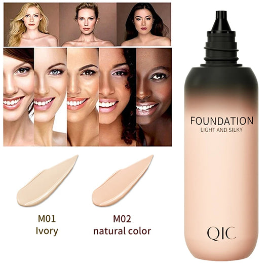 QIC Long Lasting Liquid Light Silky Moisturizing Primer Concealer Matte Makeup Foundation