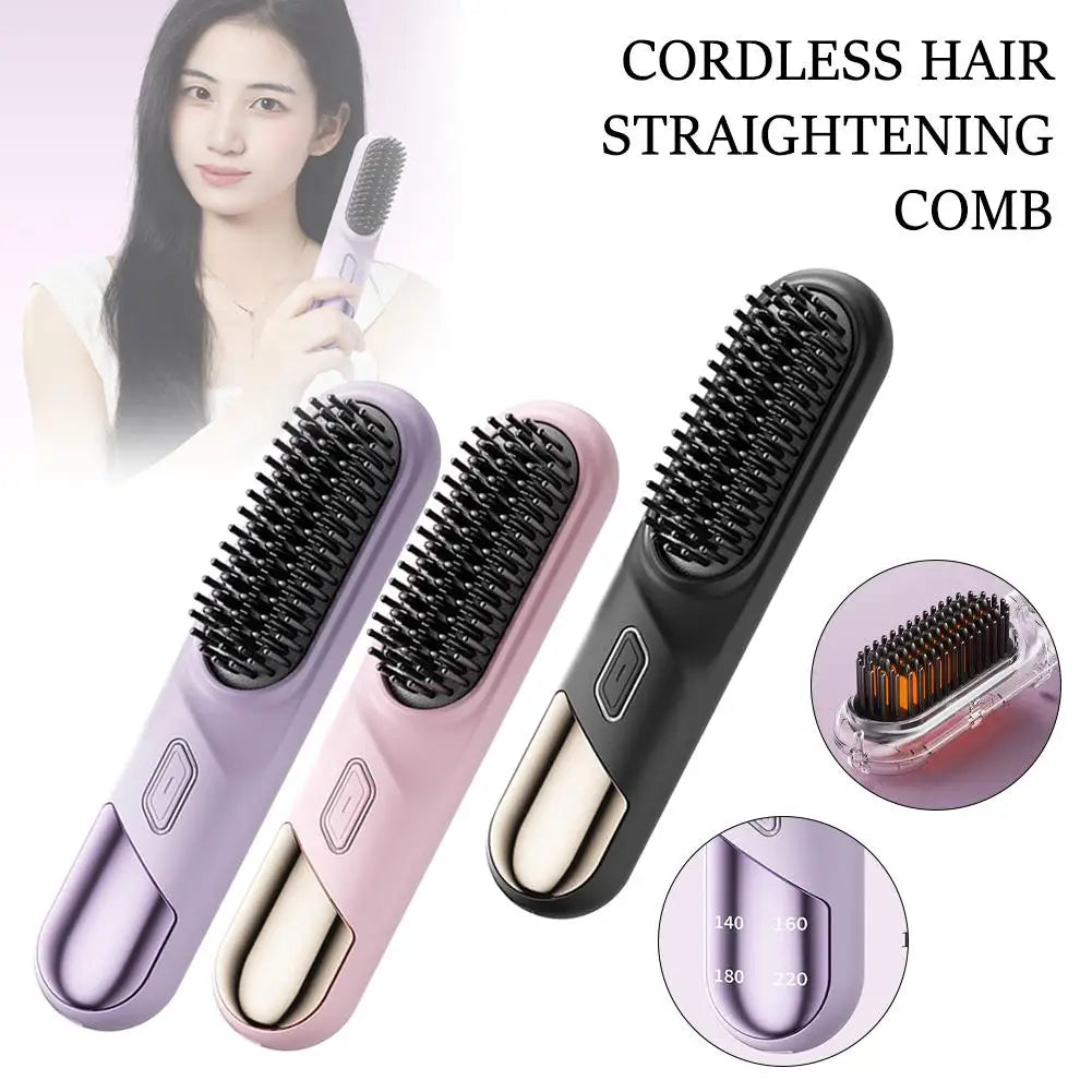 Cordless Straight Hair Comb - Portable Negative Ion Styling Tool