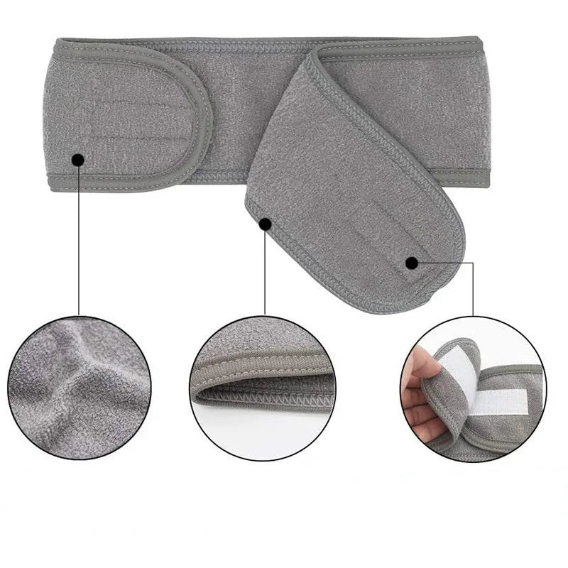 Bandeau de spa facial réglable en microfibre – Bandeau de cheveux polyvalent