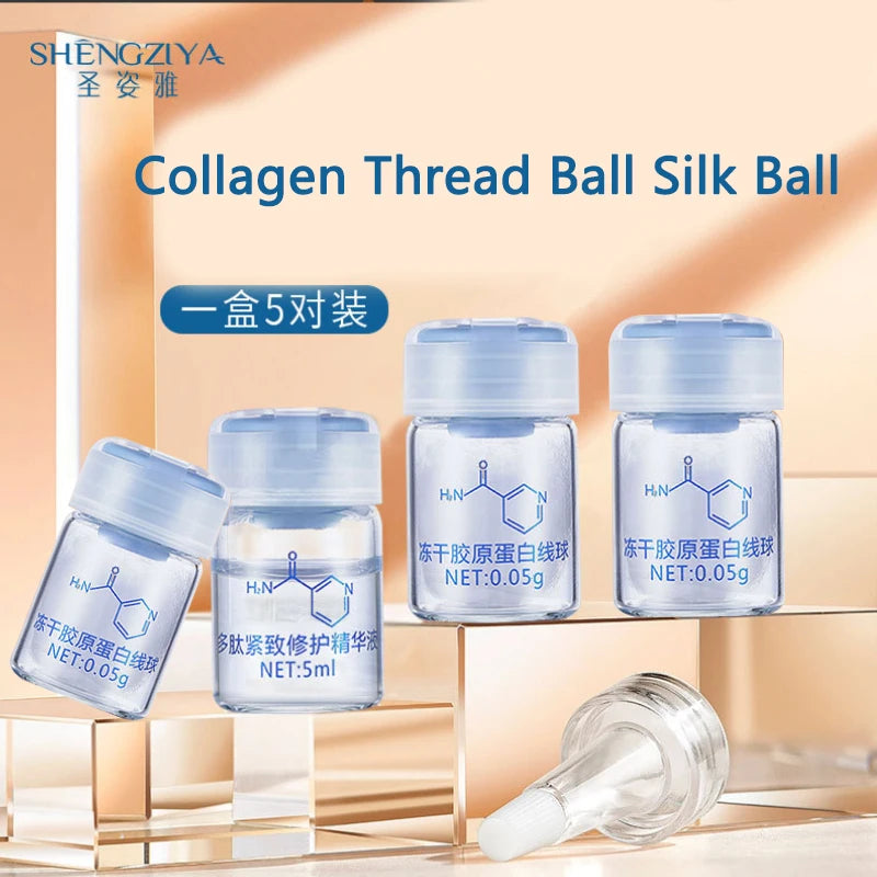 Sérum à billes de collagène et protéines de soie hydrolysées SHENGZIYA - Essence hydratante et liftante