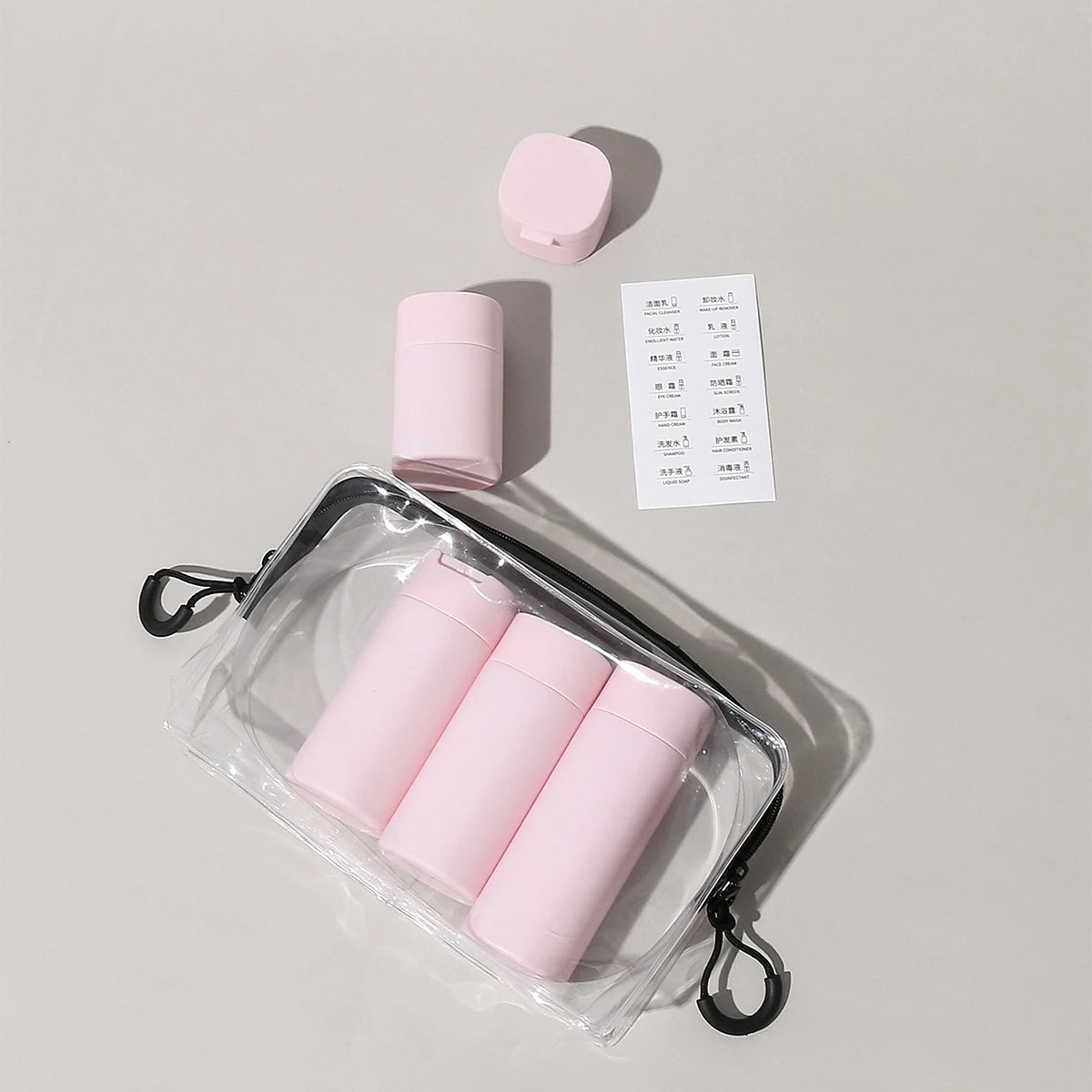 5-Piece Portable Soft Touch Travel Dispenser Set for Skincare Essentials