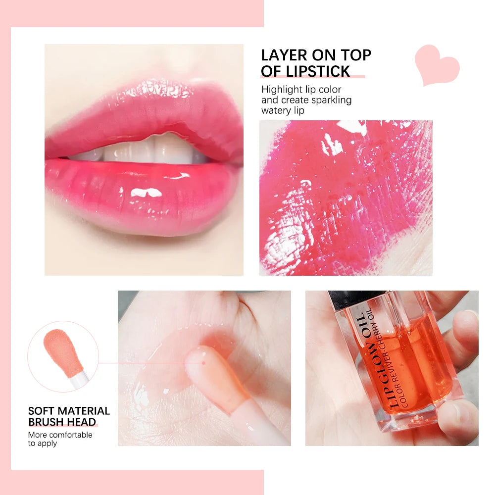 IBCCCNDC Hydrating Lip Glow Oil – Moisturizing & Plumping Tinted Gloss with Cherry Seed Oil (6ml)