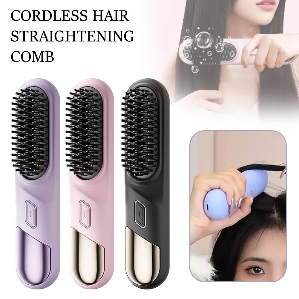 Cordless Straight Hair Comb - Portable Negative Ion Styling Tool