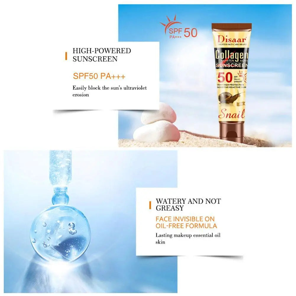 DISAAR Collagen & Snail Sunscreen Cream SPF 50