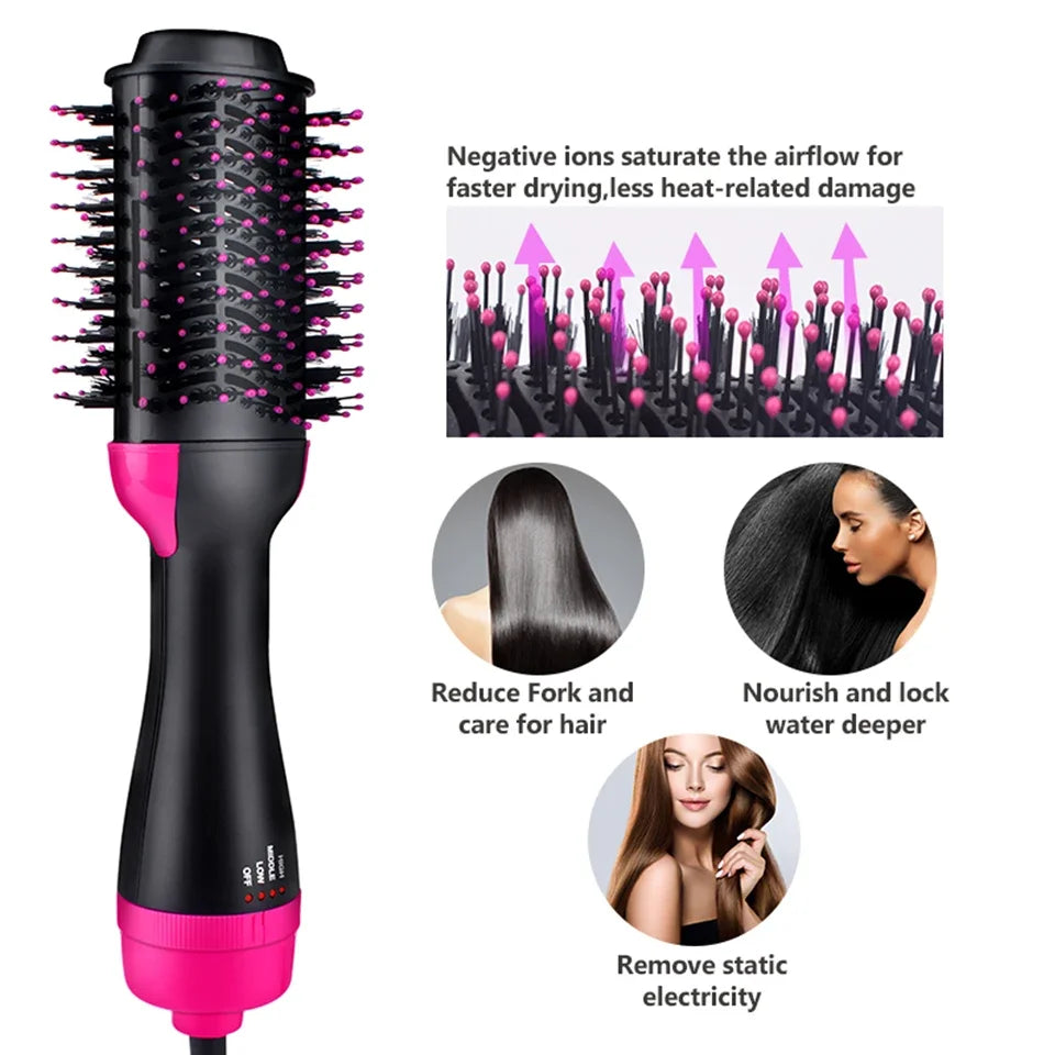 Sèche-cheveux et volumateur One Step - Brosse à air chaud avec technologie à ions négatifs