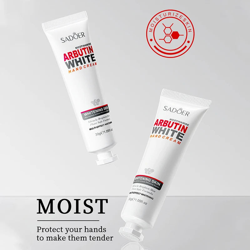 Crème pour les mains blanchissante SADOER à la niacinamide et à l'arbutine