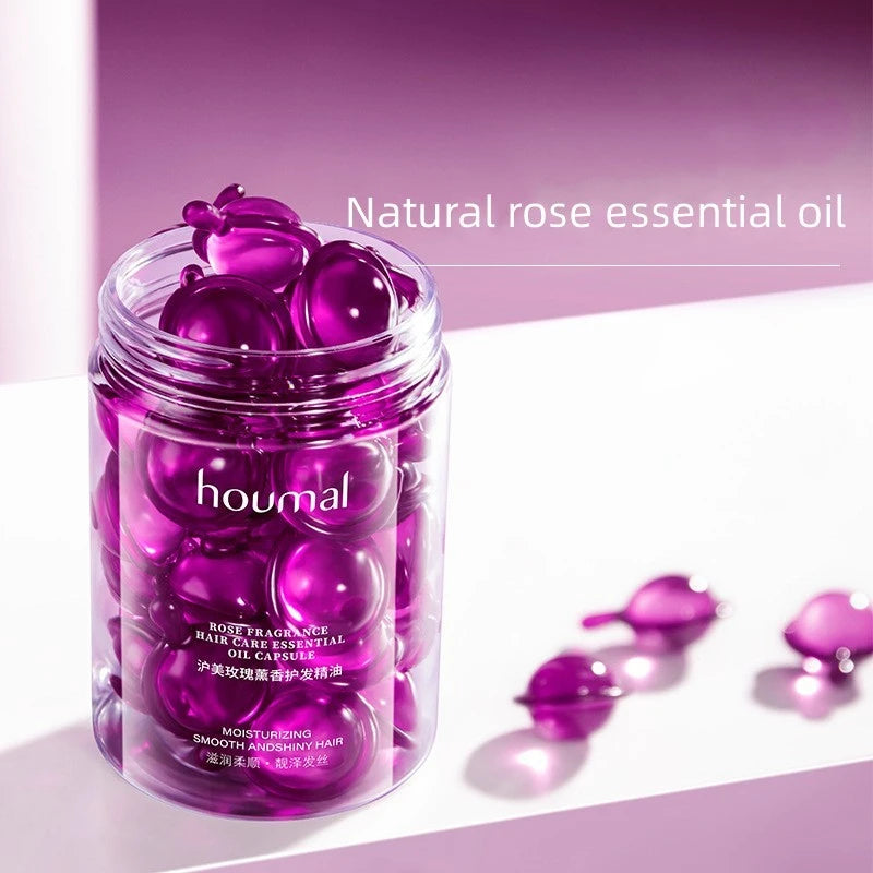 HOUMAL Rose Essential Dry Damaged Hair Repair Keratin Plant Complex Oil Capsules 30 pcs