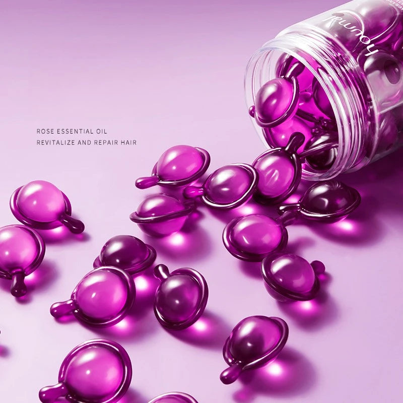 HOUMAL Rose Essential Dry Damaged Hair Repair Keratin Plant Complex Oil Capsules 30 pcs