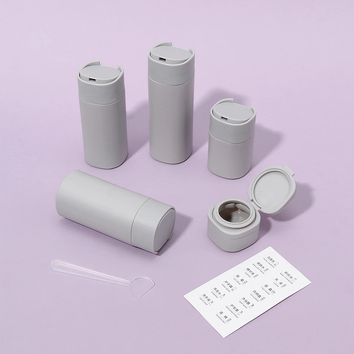 5-Piece Portable Soft Touch Travel Dispenser Set for Skincare Essentials