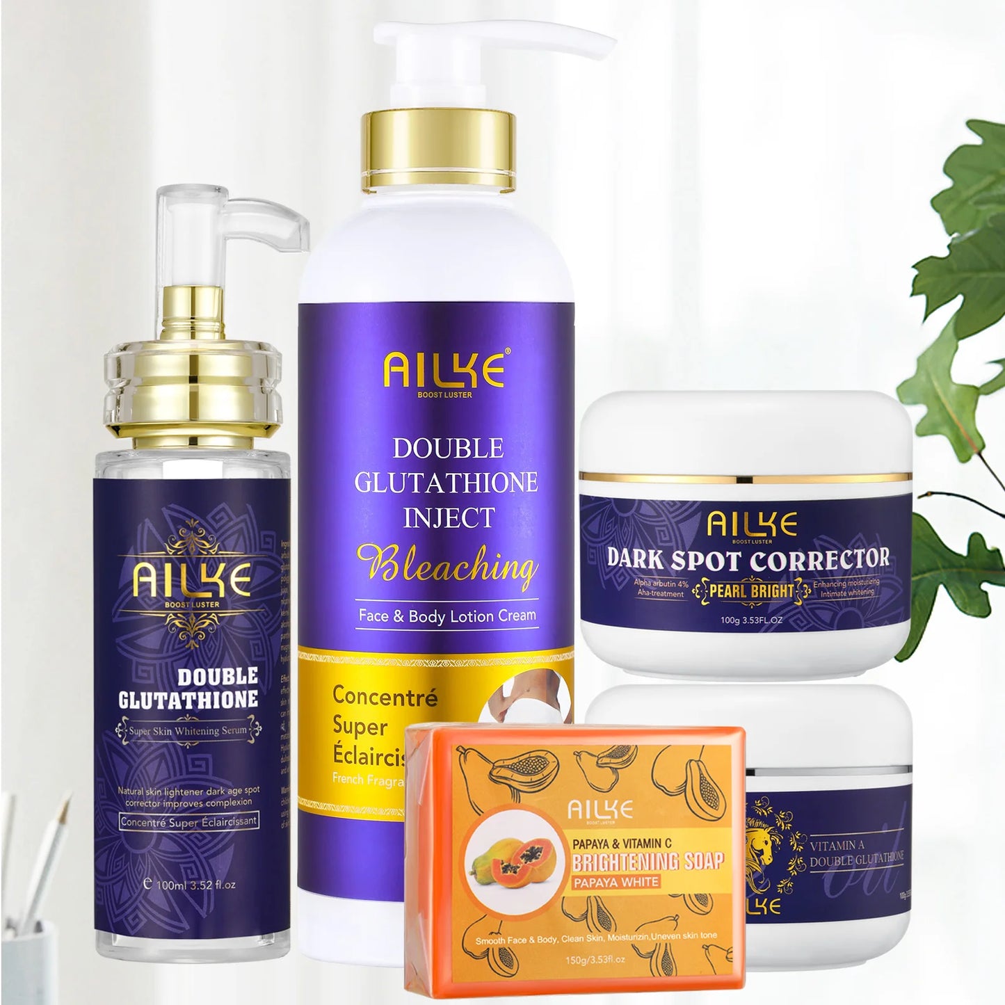 Soin blanchissant pour la peau au double glutathion AILKE