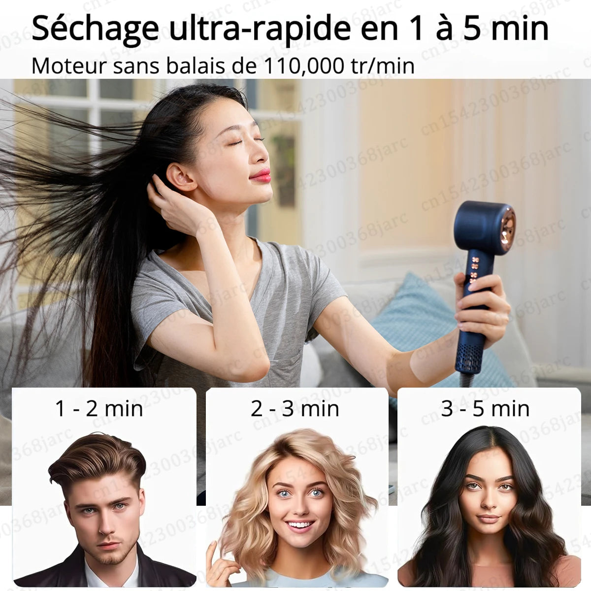 Sèche-cheveux professionnel avec technologie à ions négatifs