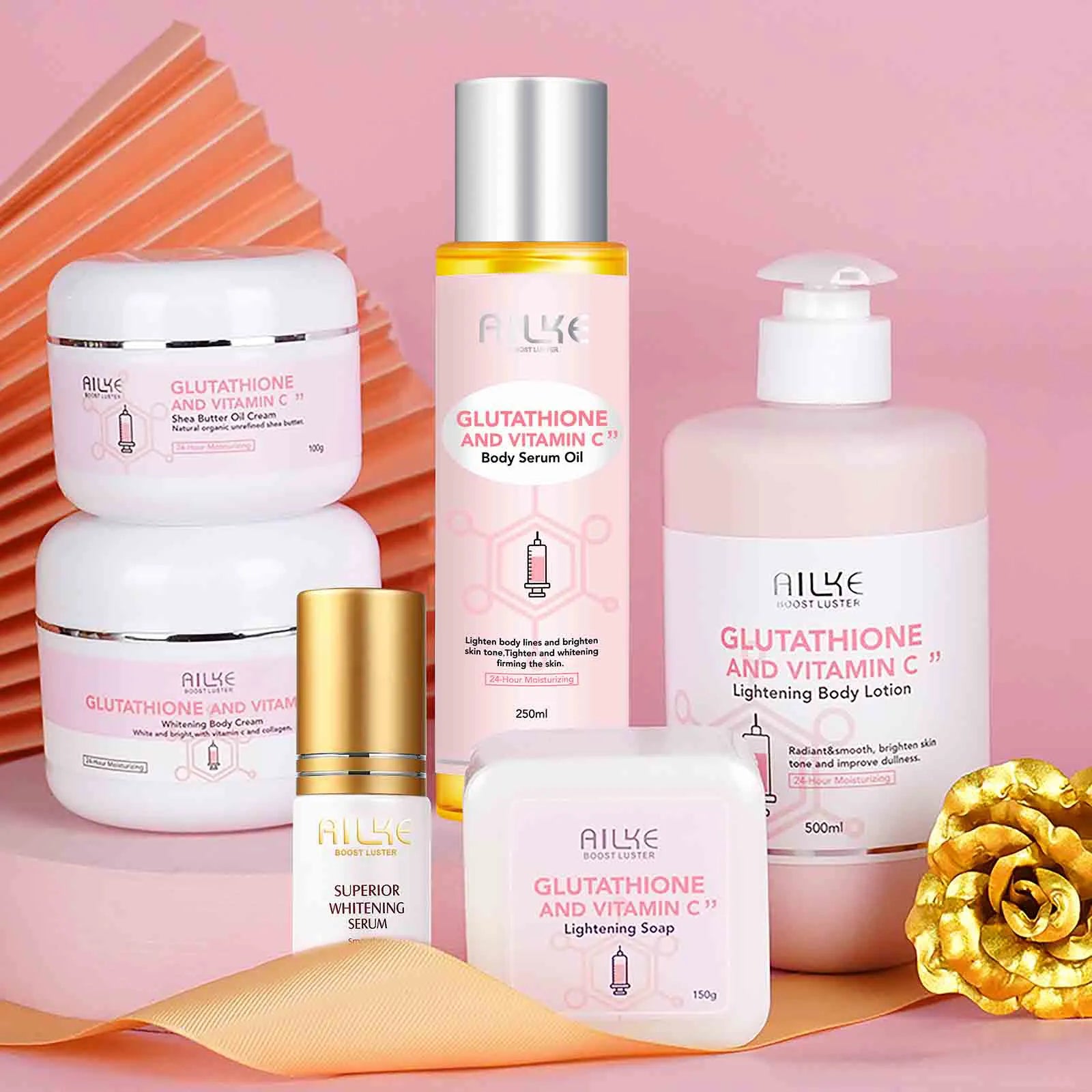 ailke glutathione and vitamin c Whitening Skin Care Set, With Glutathion C, Brighter Smoother Skin AILKE Whitening Facial Skin Care
