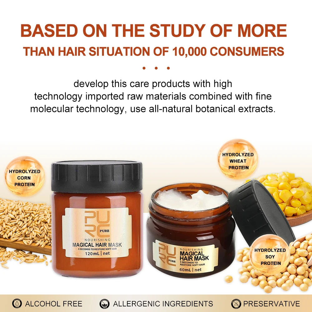PURC Anti Dry Frizz Damage Soft Shiny Argan Oil Repair Keratin Treatment Hair Mask 60/120 ml