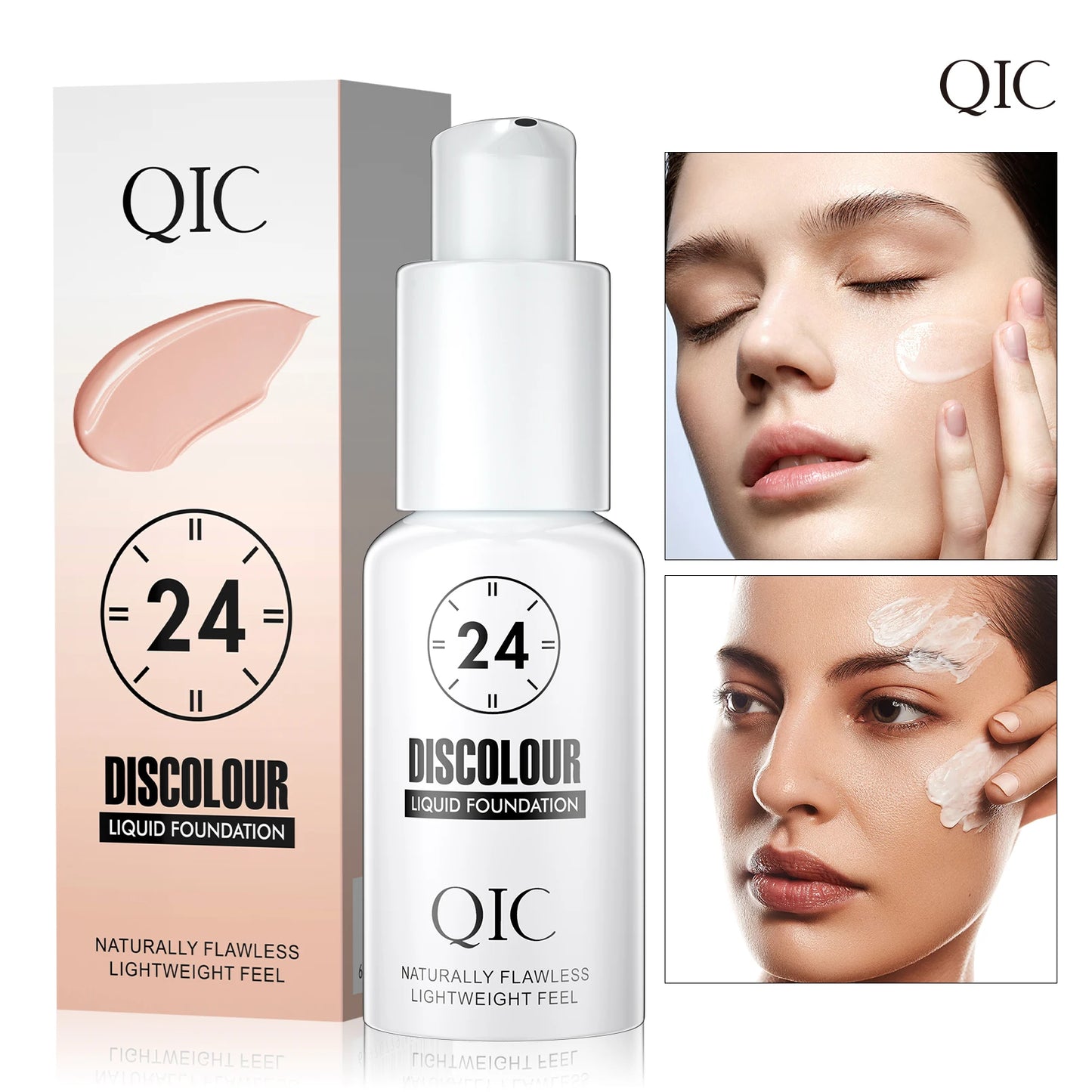 Fond de teint QIC Magic Color Changing - Base de maquillage hydratante, mate et douce, longue tenue