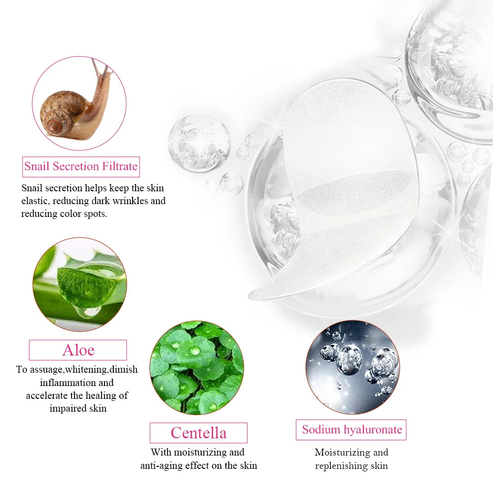 SADOER Brightening Anti Dark Circles & Eye Bags Snail Collagen Beauty Skin Patches 60pcs