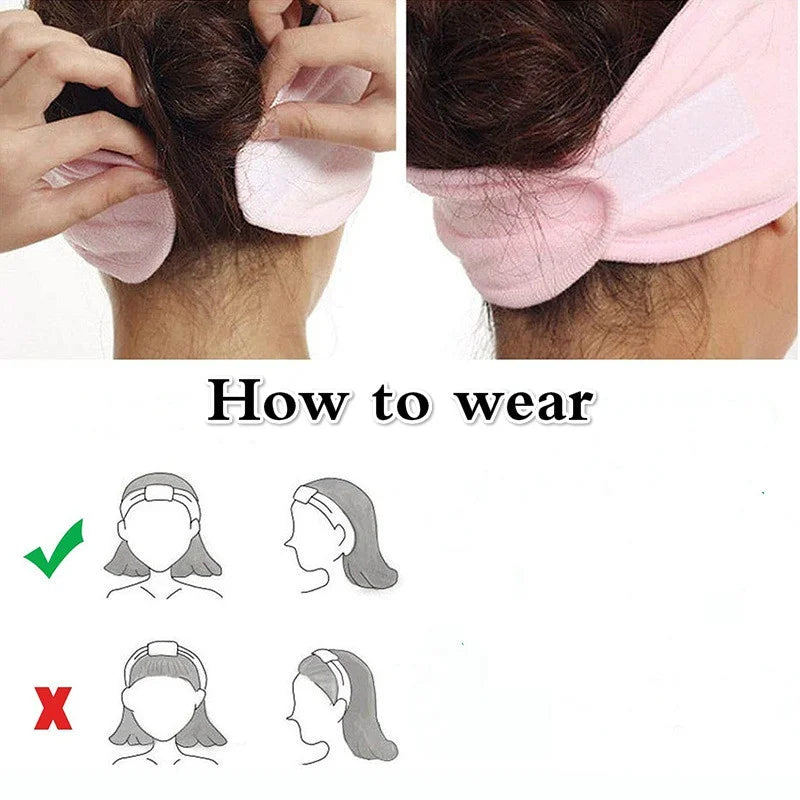 Bandeau de spa facial réglable en microfibre – Bandeau de cheveux polyvalent