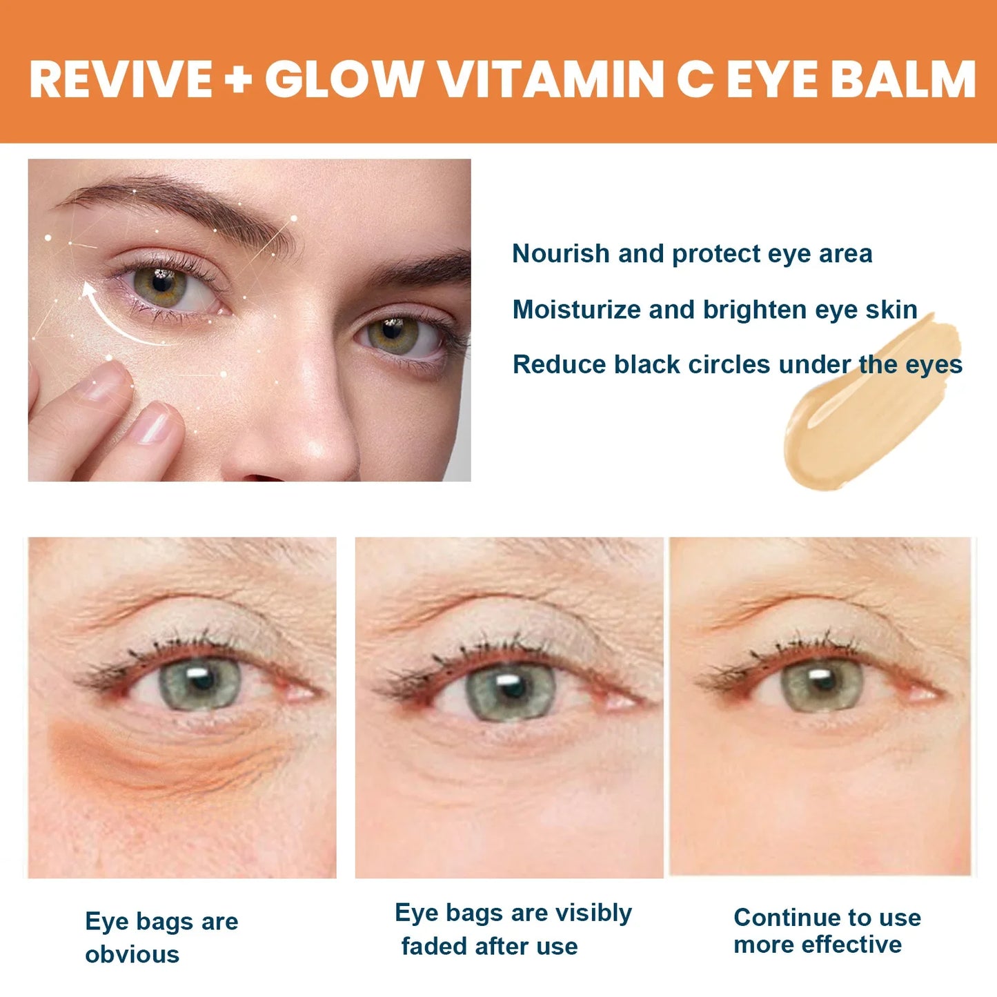 EELHOE Moisturizing Brightening Anti Puffy Eye Bag Dark Circles Vitamin C Fine Cream Stick