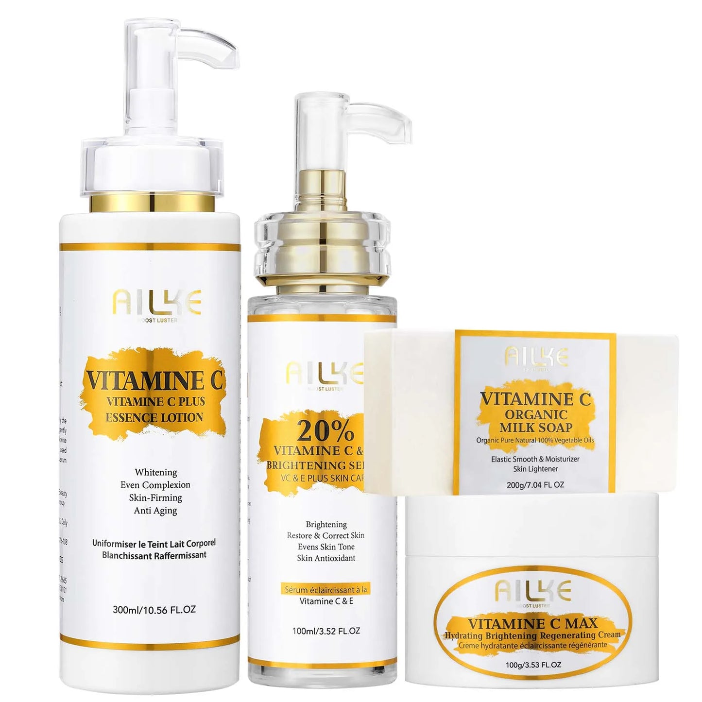 Kit de soins de la peau à la vitamine C AILKE : essentiels éclaircissants et illuminants