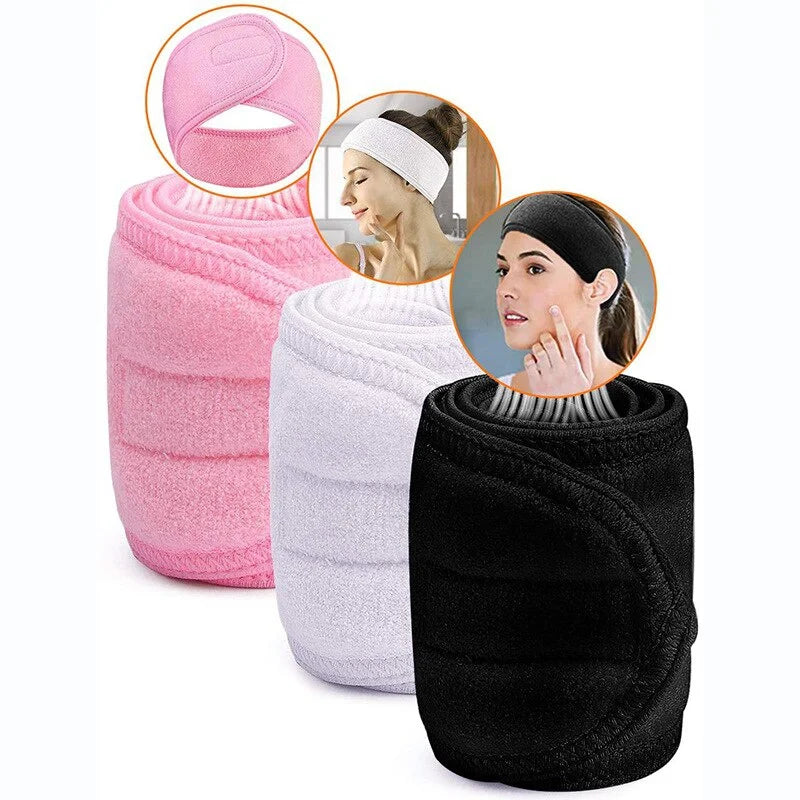 Bandeau de spa facial réglable en microfibre – Bandeau de cheveux polyvalent