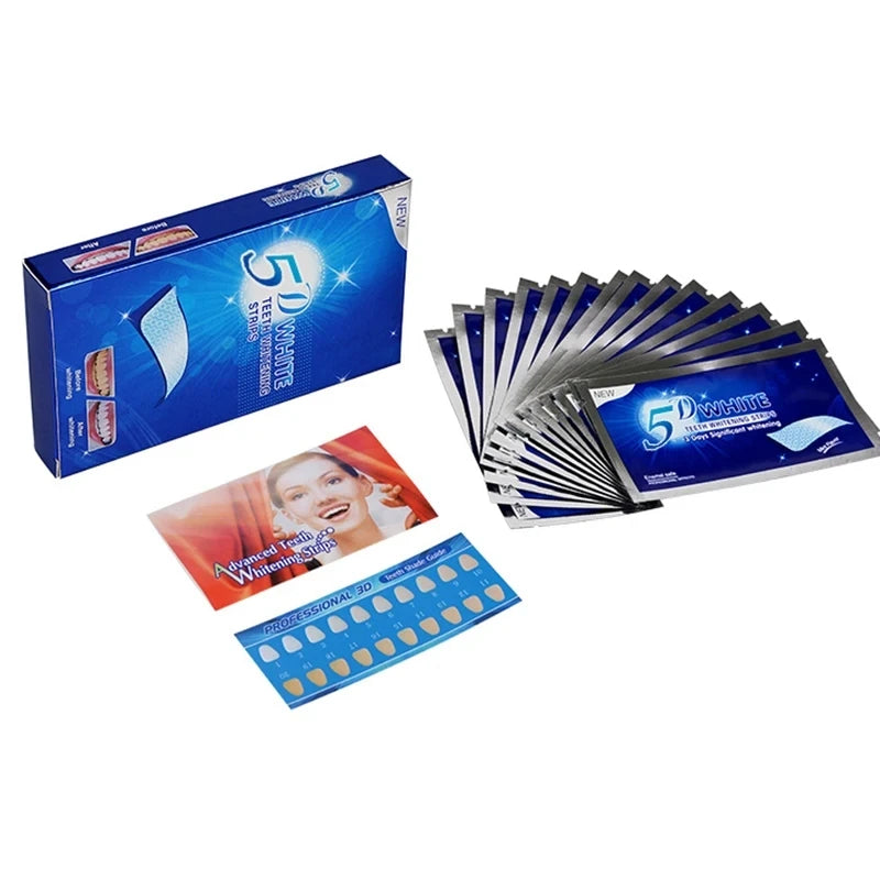 SmileKit 5D Teeth Whitening Strips - 28 Pairs (56 Strips) for Effective Stain Removal