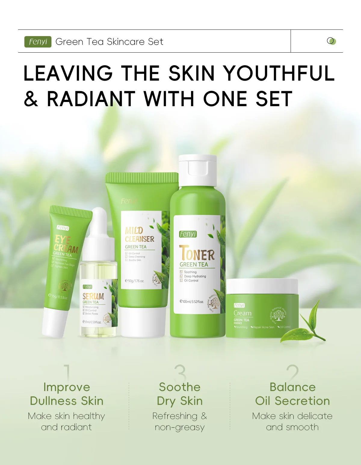 LAIKOU Green Tea Facial Skin Care Set
