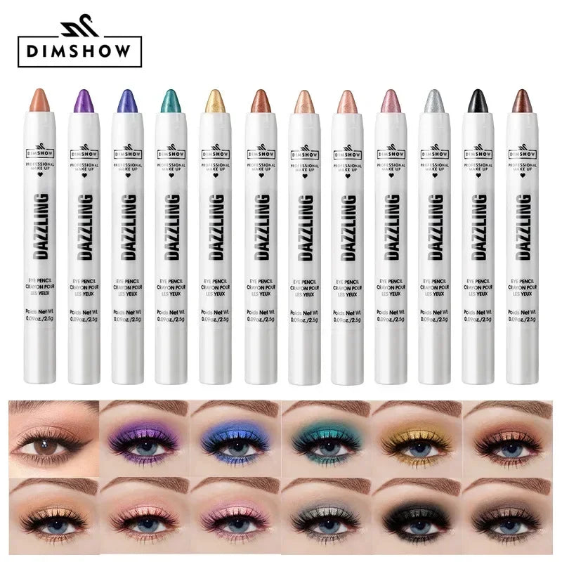 DIMSHOW Waterproof Highlighter Eyeshadow Pencil - Glitter, Matte & Metallic Finishes