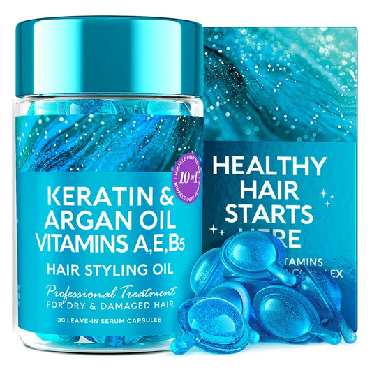 EELHOE Seidiges ätherisches Öl, Anti-Haarausfall, Schadensreparatur, Keratin, Vitamin-Kapseln