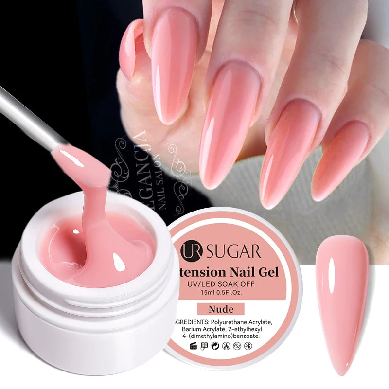 UR SUGAR Milky White Clear Pink Jelly Extension Nail Soak Off UV LED Gel Polish Manicure