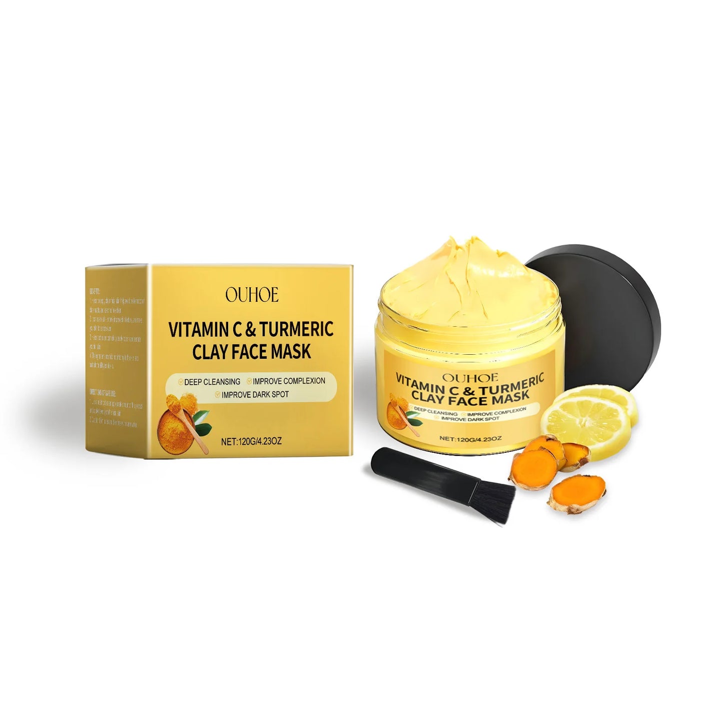 OUHOE Vitamin C Turmeric Mud Mask - Brightening & Pore Shrinking Clay Mask