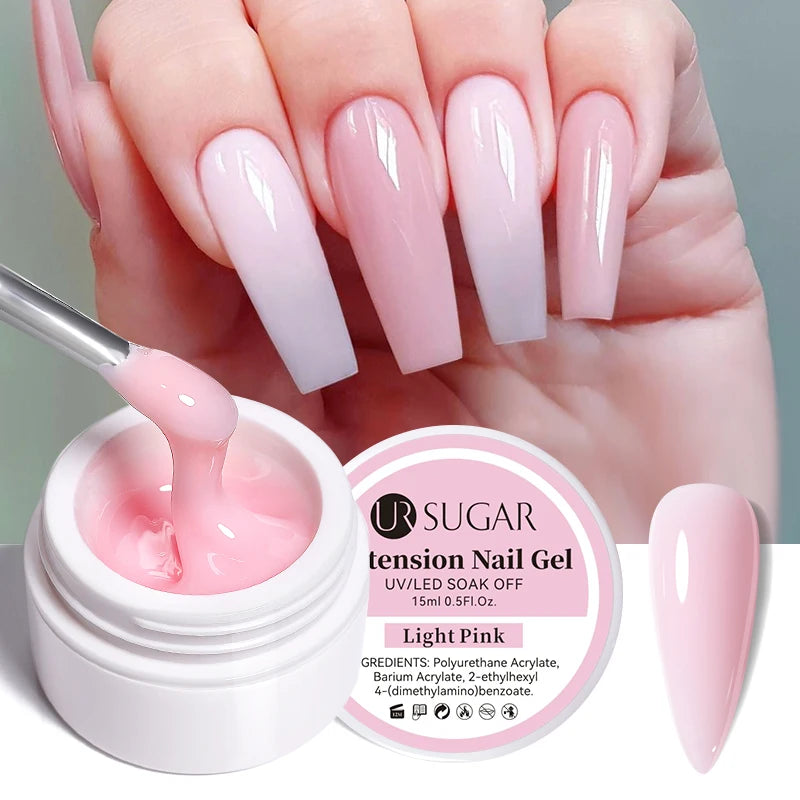 UR SUGAR Milky White Clear Pink Jelly Extension Nail Soak Off UV LED Gel Polish Manicure