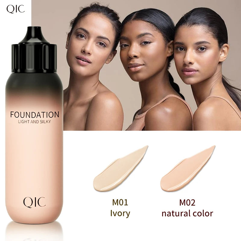 QIC Long Lasting Liquid Light Silky Moisturizing Primer Concealer Matte Makeup Foundation