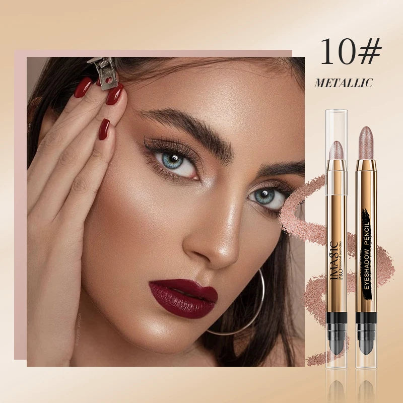 IMAGIC 12-Color Eyeshadow Pencil Glitter Matte Highlighter Silkworm Blush Brighten Eye Makeup Natural Pigment Long Wear Cosmetic