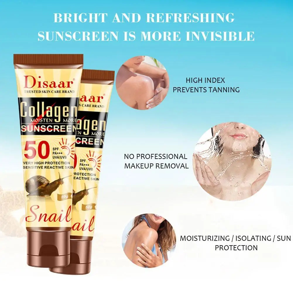 Crème solaire DISAAR au collagène et à l'escargot SPF 50