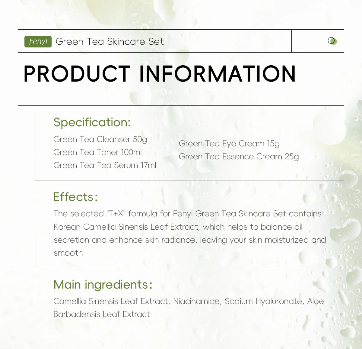 LAIKOU Green Tea Facial Skin Care Set