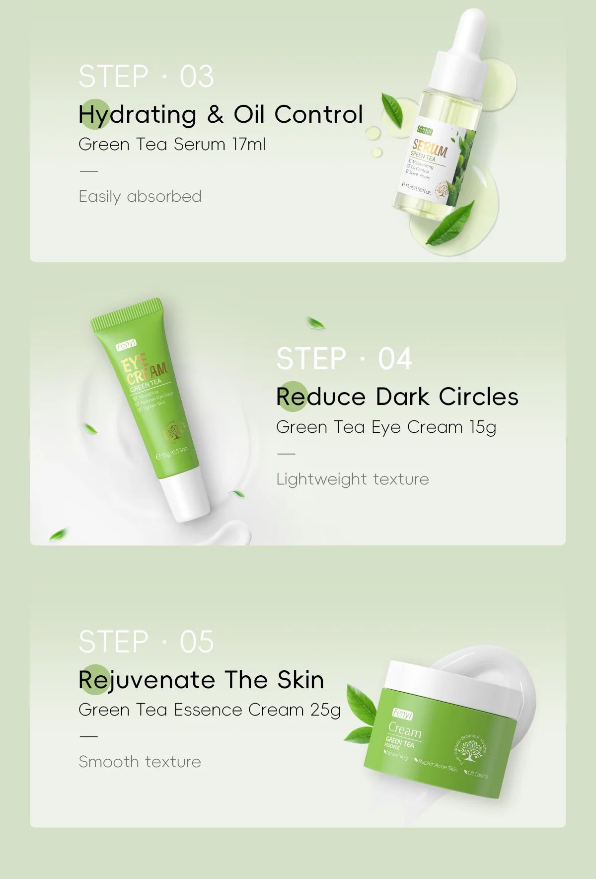 LAIKOU Green Tea Facial Skin Care Set