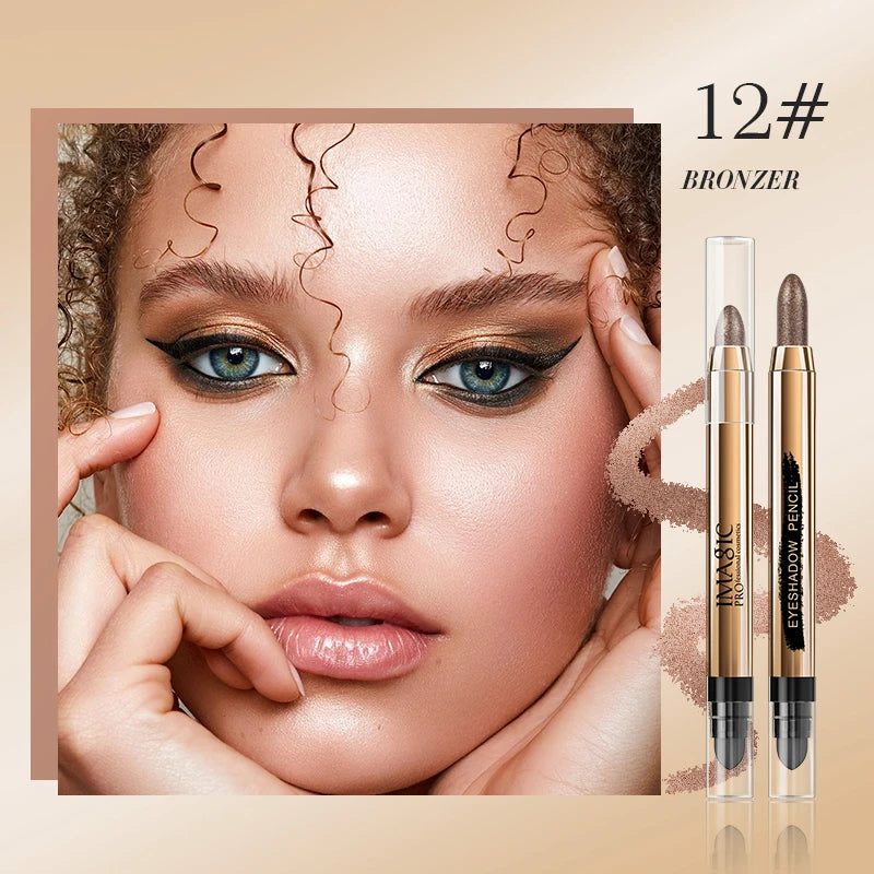 IMAGIC 12-Color Eyeshadow Pencil Glitter Matte Highlighter Silkworm Blush Brighten Eye Makeup Natural Pigment Long Wear Cosmetic