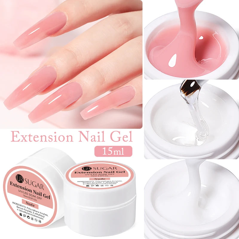 UR SUGAR Milky White Clear Pink Jelly Extension Nail Soak Off UV LED Gel Polish Manicure