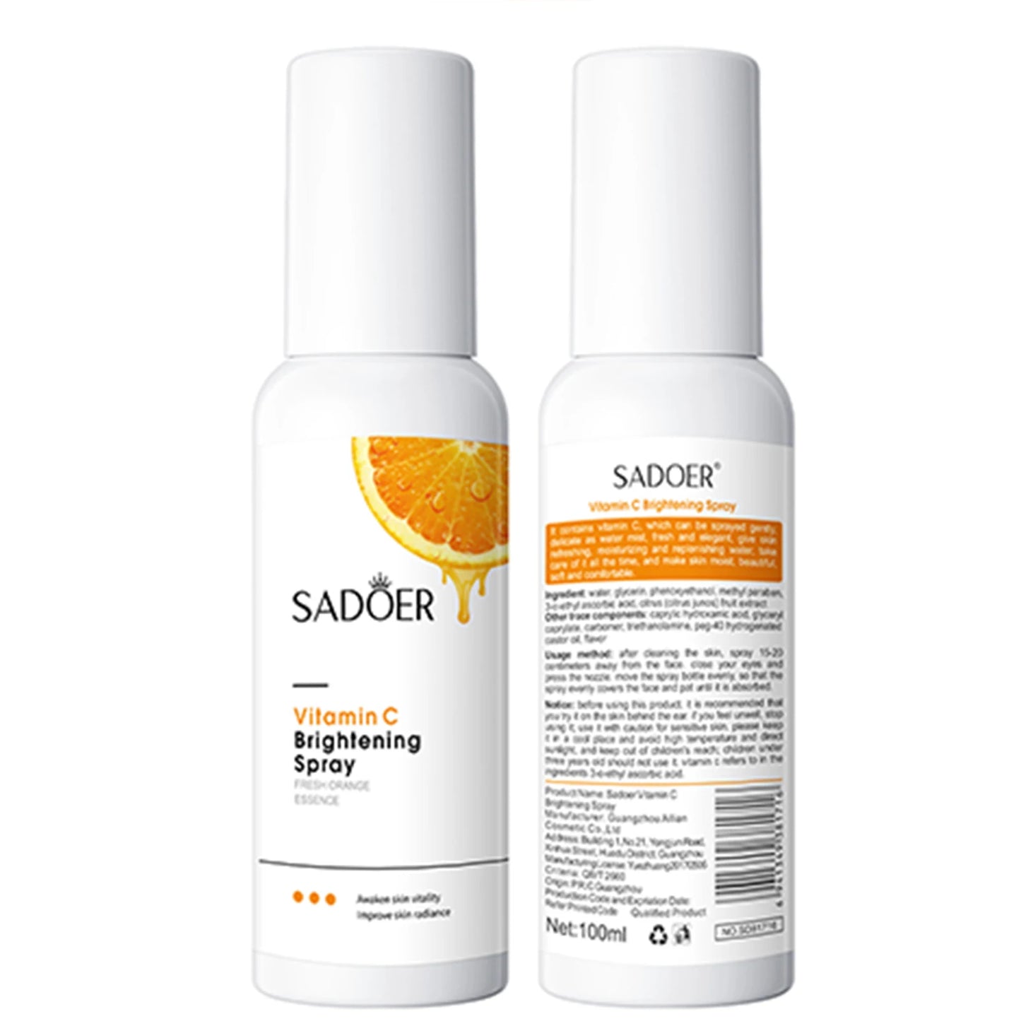 SADOER Vitamin C-Gesichtsspray – aufhellendes und feuchtigkeitsspendendes Gesichtswasser, 100 ml