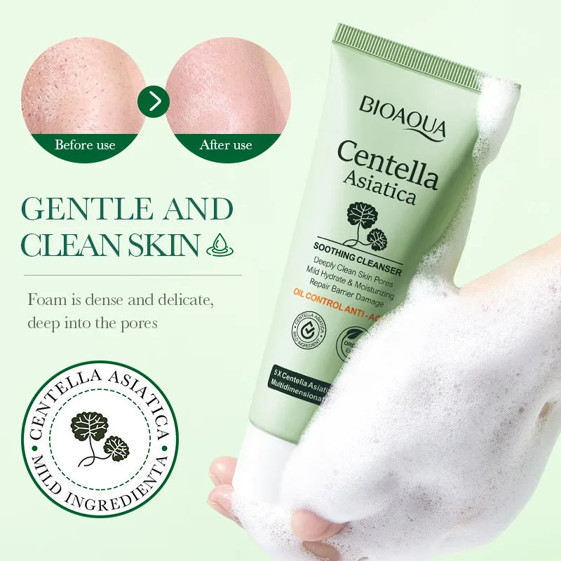 BIOAQUA Centella Asiatica Facial Cleanser - Moisturizing & Oil Control Face Wash Foam