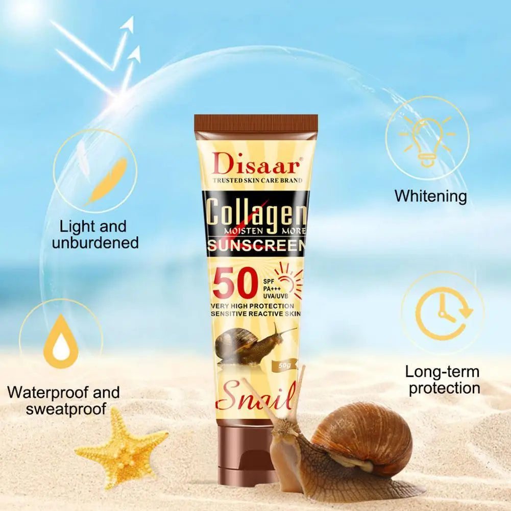 Crème solaire DISAAR au collagène et à l'escargot SPF 50