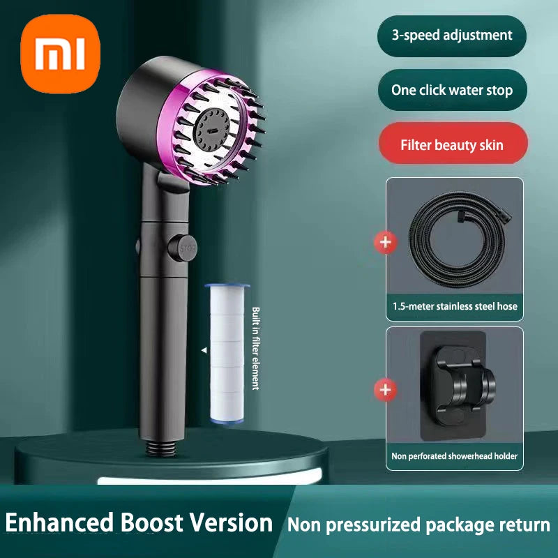 XIAOMI High Pressurized 3-Mode Shower Head with Massage Brush & Filter