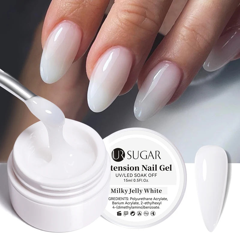 UR SUGAR Milky White Clear Pink Jelly Extension Nail Soak Off UV LED Gel Polish Manicure