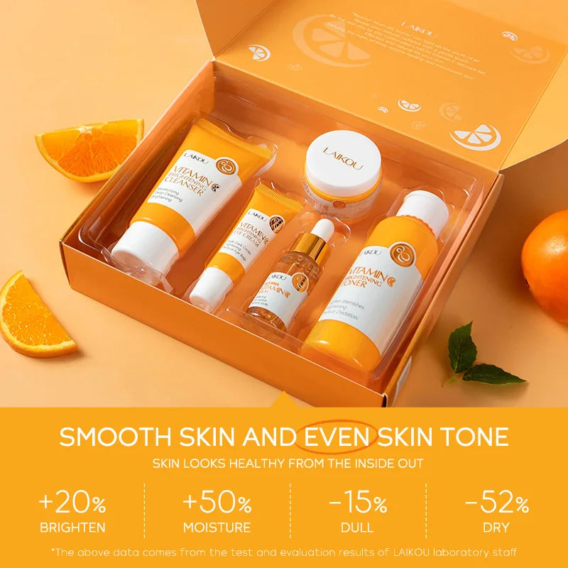 LAIKOU Anti Aging Brightening Moisturizing Vitamin C Facial Skin Care Set 5pcs