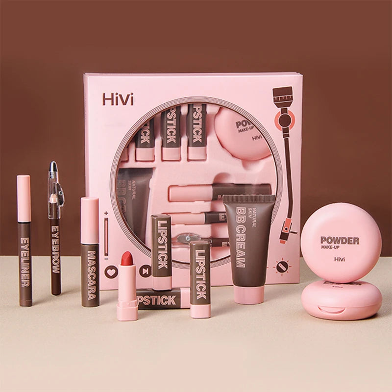 Coffret cadeau de maquillage HIVI - Rouge à lèvres, mascara, eye-liner et BB crème