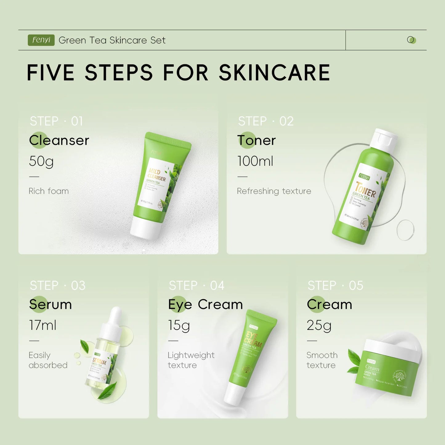 LAIKOU Green Tea Facial Skin Care Set