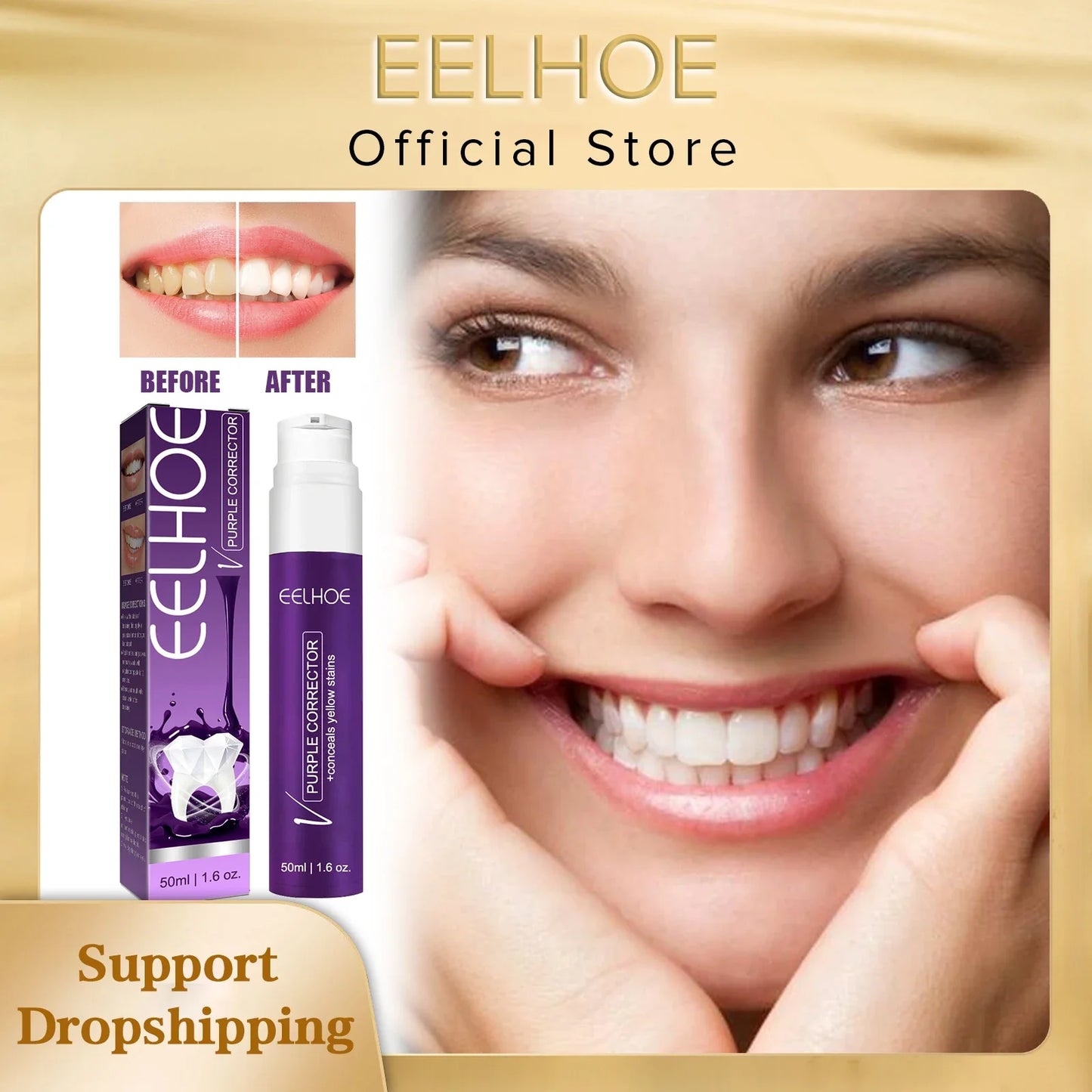 EELHOE Teeth Whitening Yellow Stain Removing Color Correcting Fresh Oral Care Toothpaste 50ml